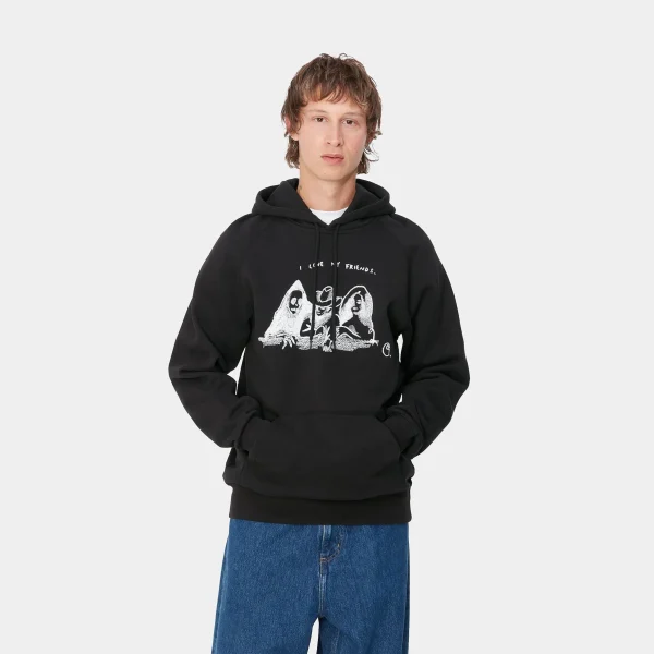 Carhartt WIP Sweats>Hooded Pepe Friends Sweat Black / White