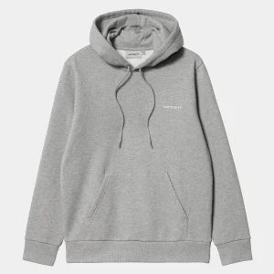 Carhartt WIP Sweats>Hooded Script Embroidery Sweat Grey Heather / White