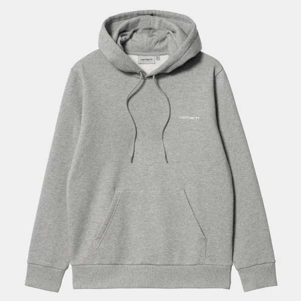 Carhartt WIP Sweats>Hooded Script Embroidery Sweat Grey Heather / White