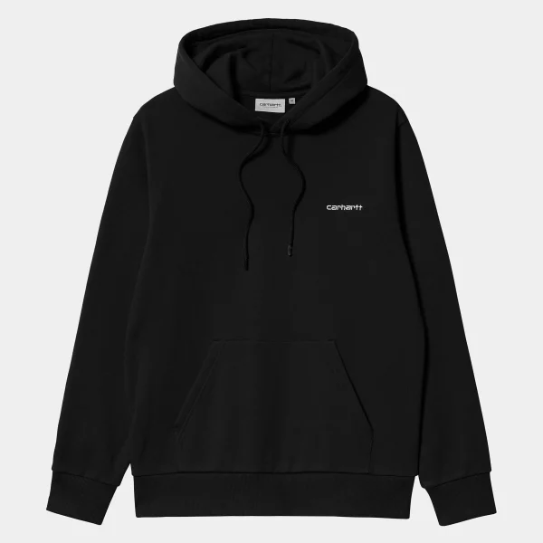 Carhartt WIP Sweats>Hooded Script Embroidery Sweat Black / White