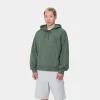 Carhartt WIP Sweats>Hooded Stamp Sweat Duck Green / Black