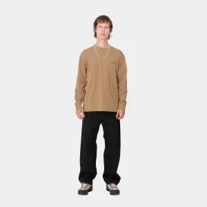 Carhartt WIP T-Shirts & Polos>L/S American Script T-Shirt Peanut