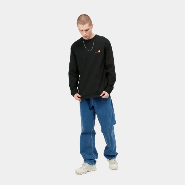 Carhartt WIP T-Shirts & Polos>L/S American Script T-Shirt Black