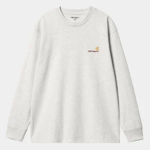 Carhartt WIP T-Shirts & Polos>L/S American Script T-Shirt Ash Heather