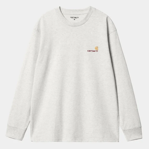 Carhartt WIP T-Shirts & Polos>L/S American Script T-Shirt Ash Heather