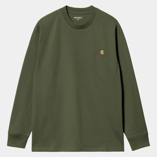 Carhartt WIP T-Shirts & Polos>L/S American Script T-Shirt Tarragon