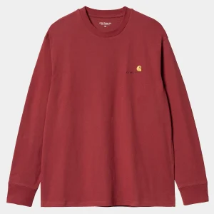 Carhartt WIP T-Shirts & Polos>L/S American Script T-Shirt Tuscany