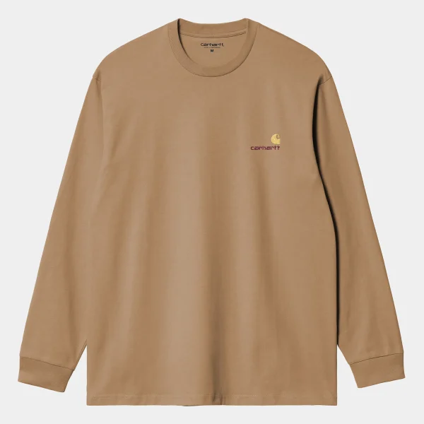 Carhartt WIP T-Shirts & Polos>L/S American Script T-Shirt Peanut