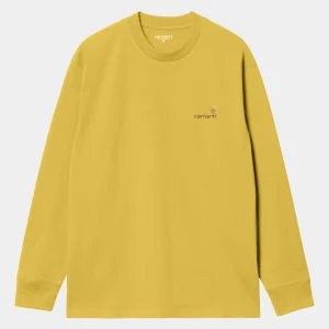 Carhartt WIP T-Shirts & Polos>L/S American Script T-Shirt Golden Olive