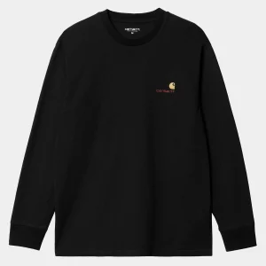 Carhartt WIP T-Shirts & Polos>L/S American Script T-Shirt Black