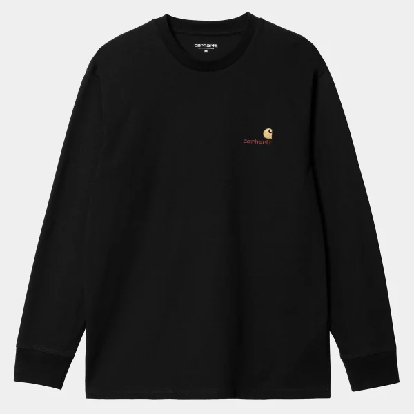 Carhartt WIP T-Shirts & Polos>L/S American Script T-Shirt Black