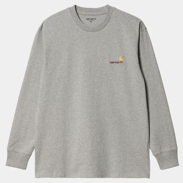 Carhartt WIP T-Shirts & Polos>L/S American Script T-Shirt Grey Heather