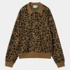 Carhartt WIP Strick>L/S Arlo Polo Camo Leo Jacquard, Tamarind / Black