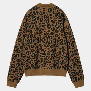 Carhartt WIP Strick>L/S Arlo Polo Camo Leo Jacquard, Tamarind / Black