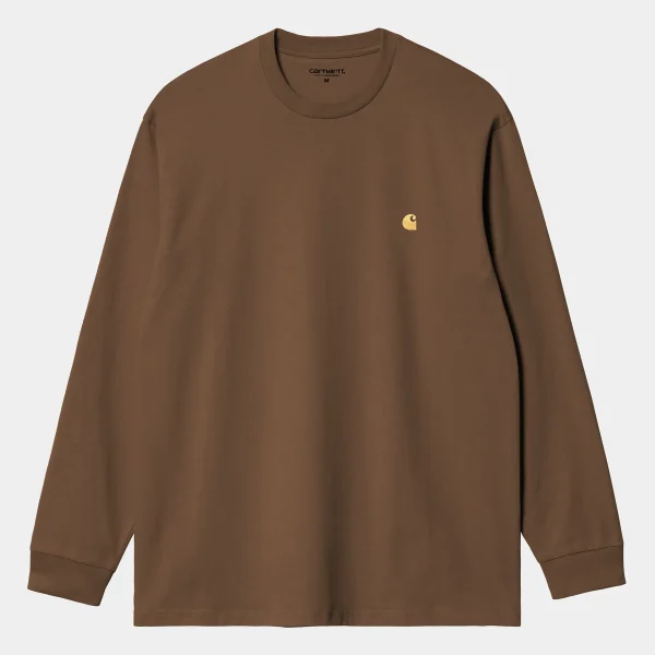 Carhartt WIP T-Shirts & Polos>L/S Chase T-Shirt Chocolate / Gold