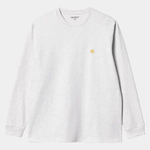 Carhartt WIP T-Shirts & Polos>L/S Chase T-Shirt Ash Heather / Gold