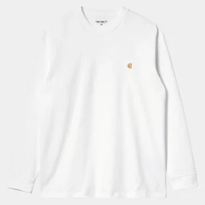 Carhartt WIP T-Shirts & Polos>L/S Chase T-Shirt White / Gold