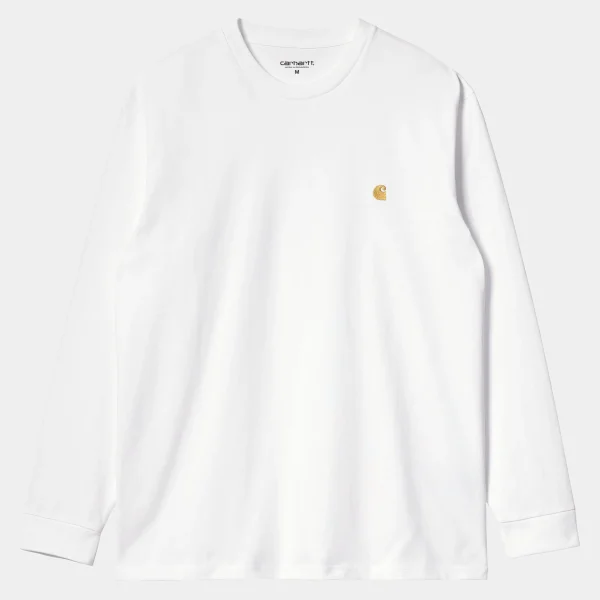 Carhartt WIP T-Shirts & Polos>L/S Chase T-Shirt White / Gold