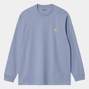 Carhartt WIP T-Shirts & Polos>L/S Chase T-Shirt Charm Blue / Gold