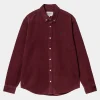 Carhartt WIP Hemden>L/S Madison Cord Shirt Malbec / Black