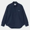 Carhartt WIP Hemden>L/S Module Script Shirt Air Force Blue / White