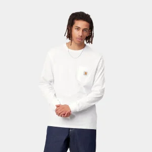 Carhartt WIP T-Shirts & Polos>L/S Pocket T-Shirt White