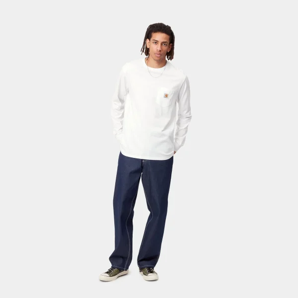 Carhartt WIP T-Shirts & Polos>L/S Pocket T-Shirt White