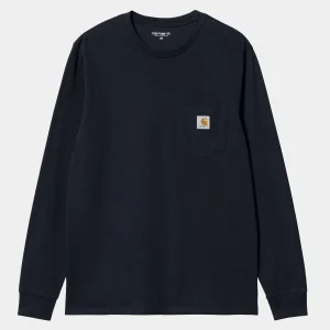 Carhartt WIP T-Shirts & Polos>L/S Pocket T-Shirt Dark Navy