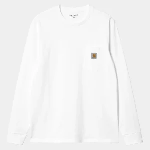 Carhartt WIP T-Shirts & Polos>L/S Pocket T-Shirt White