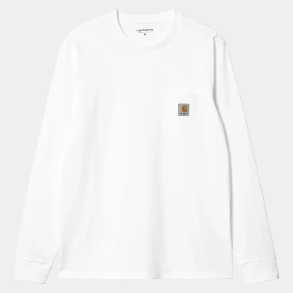 Carhartt WIP T-Shirts & Polos>L/S Pocket T-Shirt White