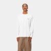 Carhartt WIP T-Shirts & Polos>L/S Script Embroidery T-Shirt White / Black