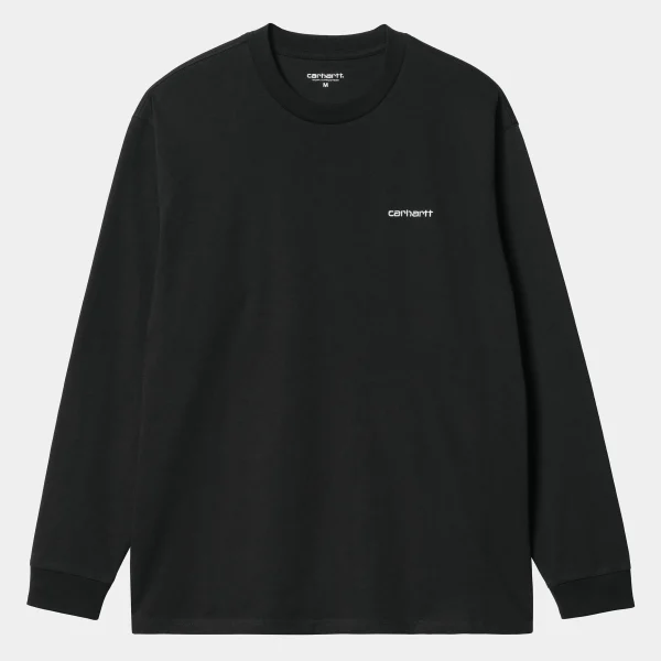 Carhartt WIP T-Shirts & Polos>L/S Script Embroidery T-Shirt Black / White