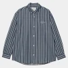 Carhartt WIP Hemden>L/S Signature Shirt Betz Stripe, Air Force Blue / Dusty Ice