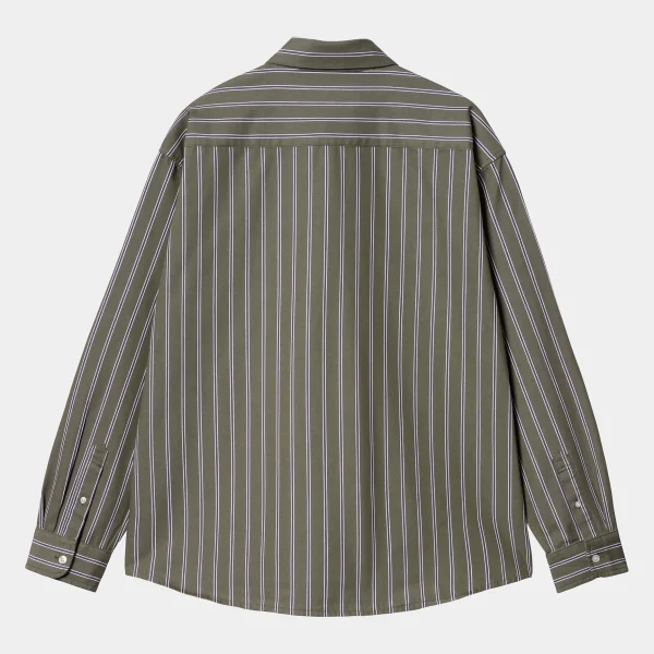 Carhartt WIP Hemden>L/S Signature Shirt Betz Stripe, Office Green / Aura