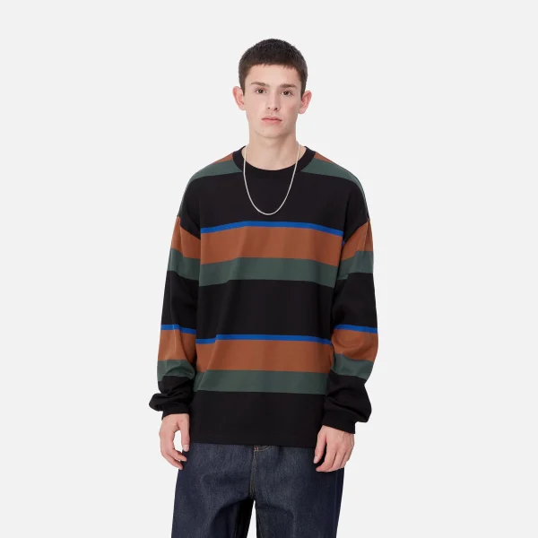 Carhartt WIP T-Shirts & Polos>L/S Sundling T-Shirt Sundling Stripe, Deep H Brown