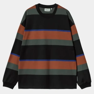 Carhartt WIP T-Shirts & Polos>L/S Sundling T-Shirt Sundling Stripe, Deep H Brown