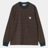 Carhartt WIP T-Shirts & Polos>L/S Verner Pocket T-Shirt Verner Stripe, Duck Blue / Offroad