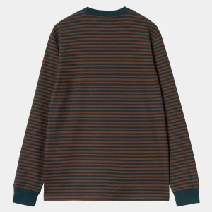 Carhartt WIP T-Shirts & Polos>L/S Verner Pocket T-Shirt Verner Stripe, Duck Blue / Offroad