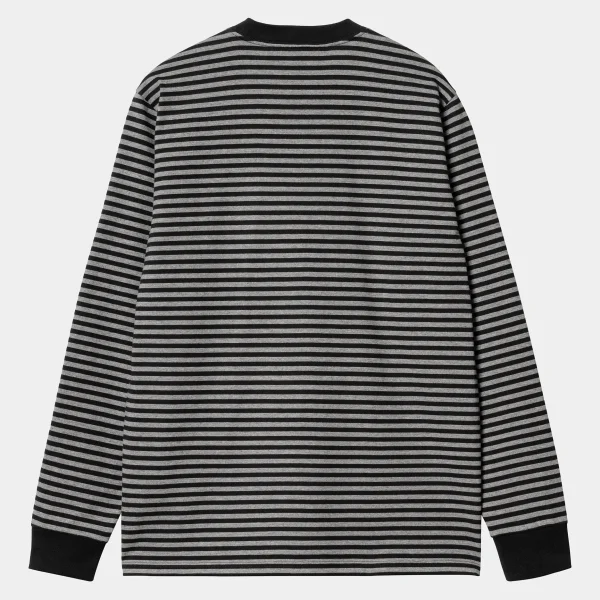 Carhartt WIP T-Shirts & Polos>L/S Verner Pocket T-Shirt Verner Stripe, Black / Dark Grey Heather