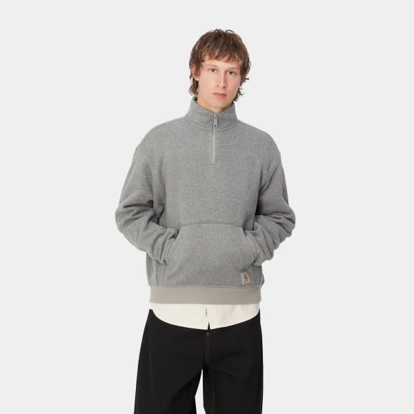 Carhartt WIP Sweats>Luther Half Zip Sweat Misty Grey Heather