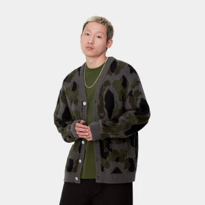 Carhartt WIP Strick>Merton Cardigan Camo Duck Jacquard, Grey