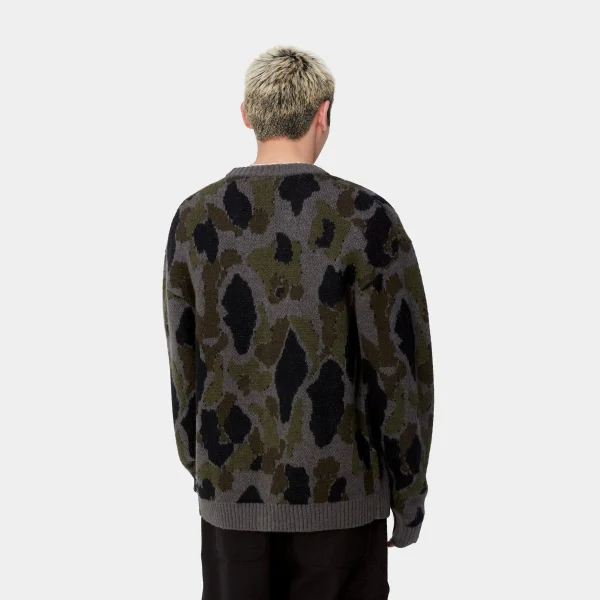 Carhartt WIP Strick>Merton Cardigan Camo Duck Jacquard, Grey