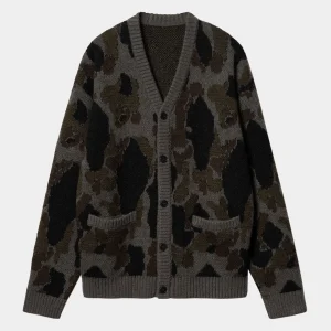 Carhartt WIP Strick>Merton Cardigan Camo Duck Jacquard, Grey