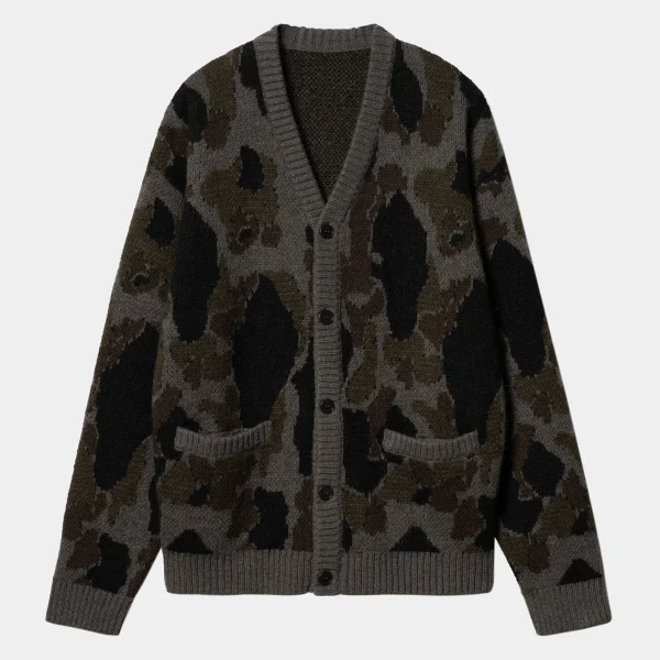 Carhartt WIP Strick>Merton Cardigan Camo Duck Jacquard, Grey