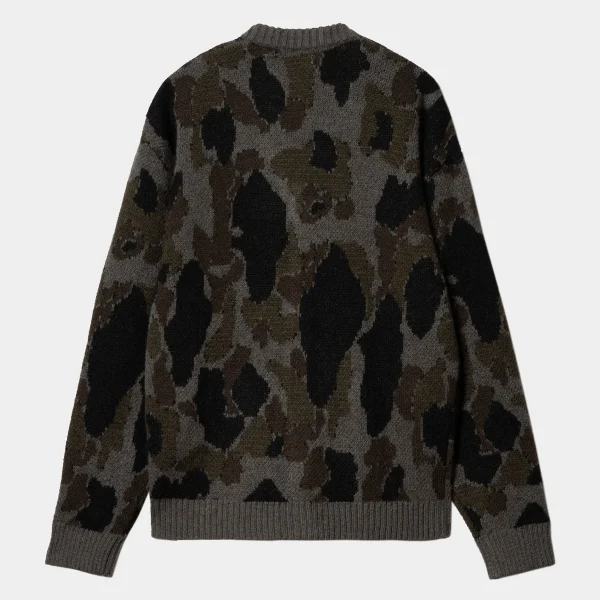 Carhartt WIP Strick>Merton Cardigan Camo Duck Jacquard, Grey