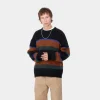 Carhartt WIP Strick>Merton Sweater Sundling Stripe, Deep H Brown