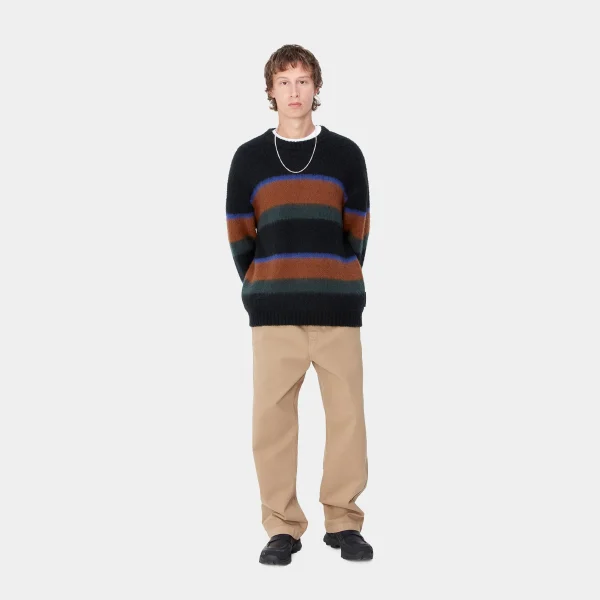 Carhartt WIP Strick>Merton Sweater Sundling Stripe, Deep H Brown