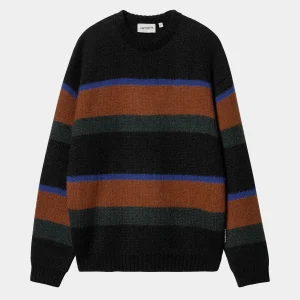 Carhartt WIP Strick>Merton Sweater Sundling Stripe, Deep H Brown