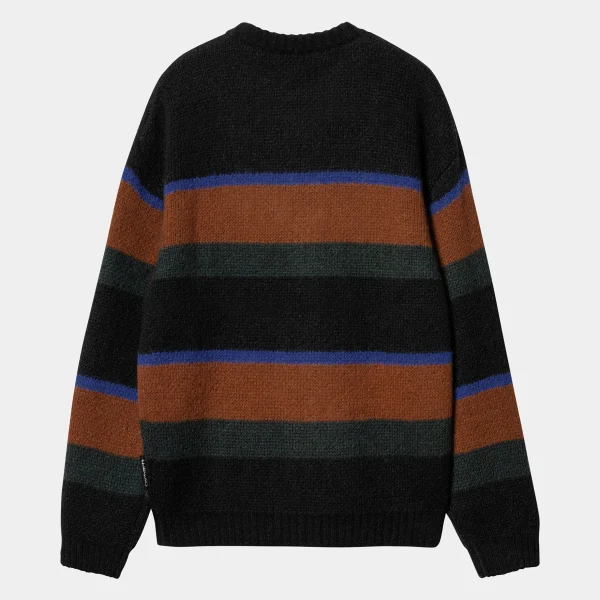 Carhartt WIP Strick>Merton Sweater Sundling Stripe, Deep H Brown