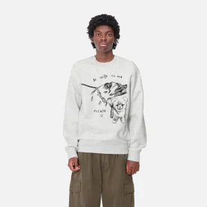 Carhartt WIP Sweats>Pepe Be Nice Sweat Ash Heather / Black